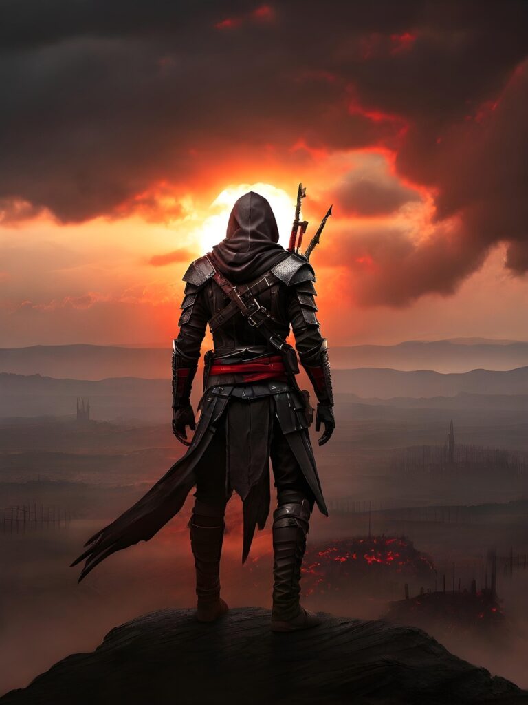 ai generated, male assassin, deadly man, killer, mercenary, operative, stealth, skilled, trained, lethal, dangerous, assassin, spy, espionage, covert, assassin man, deadly warrior, killer instinct, silent killer, lethal man, male operative, deadly operative, assassin's creed, assassin character, nature, sunset