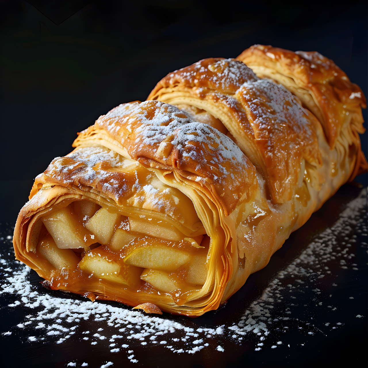 ai generated, strudel, food, pastry, fresh, delicious, breakfast, apple, dessert, tasty, sweets, fruit, baked