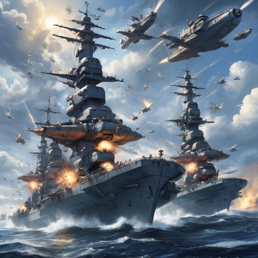 fleet battles, war, war begins, naval battles, battleship, fleet, spaceship, army, generated ai, war, war, war, war, war