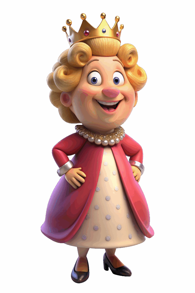 queen, cartoon, 3d, woman, crown, story, kingdom, royal family, ai generated
