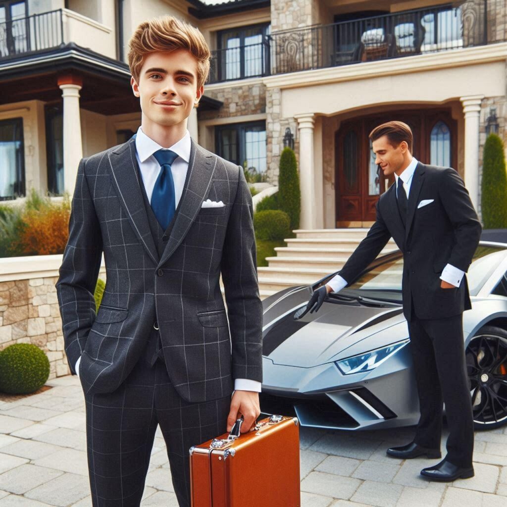 ai generated, men, millionaire, money, rich, multimillionaire, badge, power, luxury