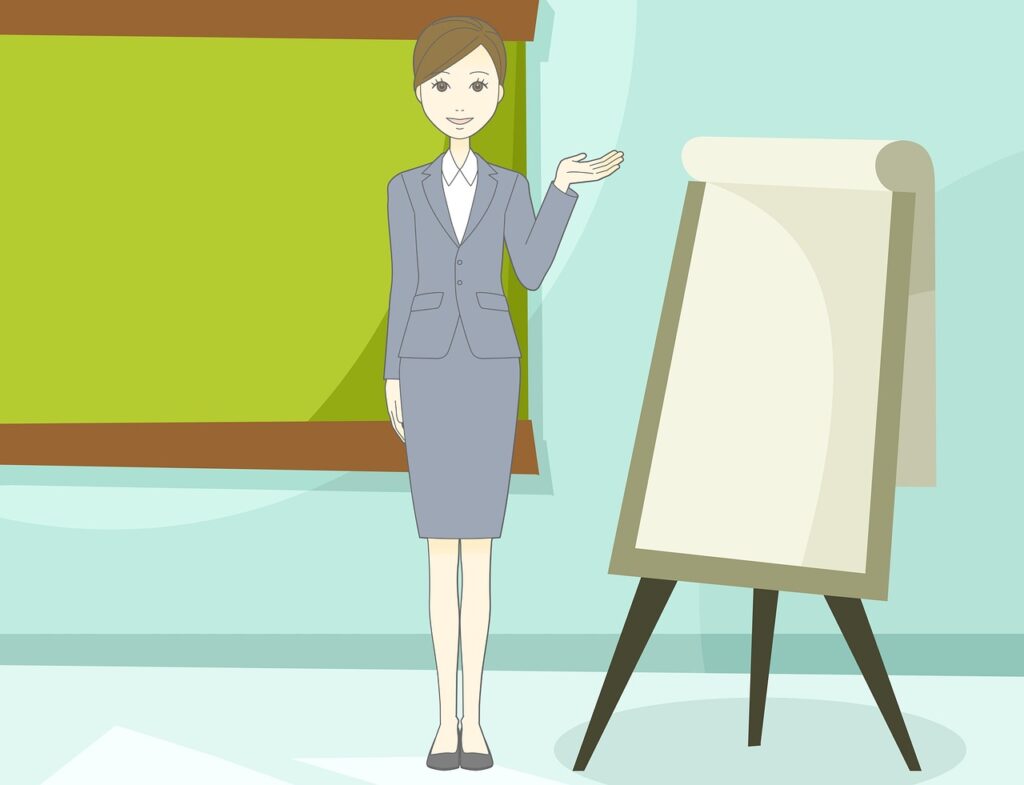 teacher, school, education, teaching, professor, learning, knowledge, woman, classroom, information, chalkboard, blackboard, presentation, speaking, explain, lesson, easel, copy space, digital art