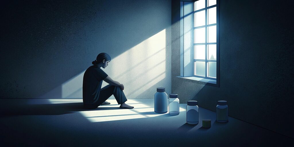 ai generated, drugs, isolation, despair, loneliness, depression, support, rehabilitation, acceptance, mental health, detoxification, dependency, withdrawal, addiction, craving, stigma, addiction disorder, behavioral change, codependency, drug dependence, emotional emptiness