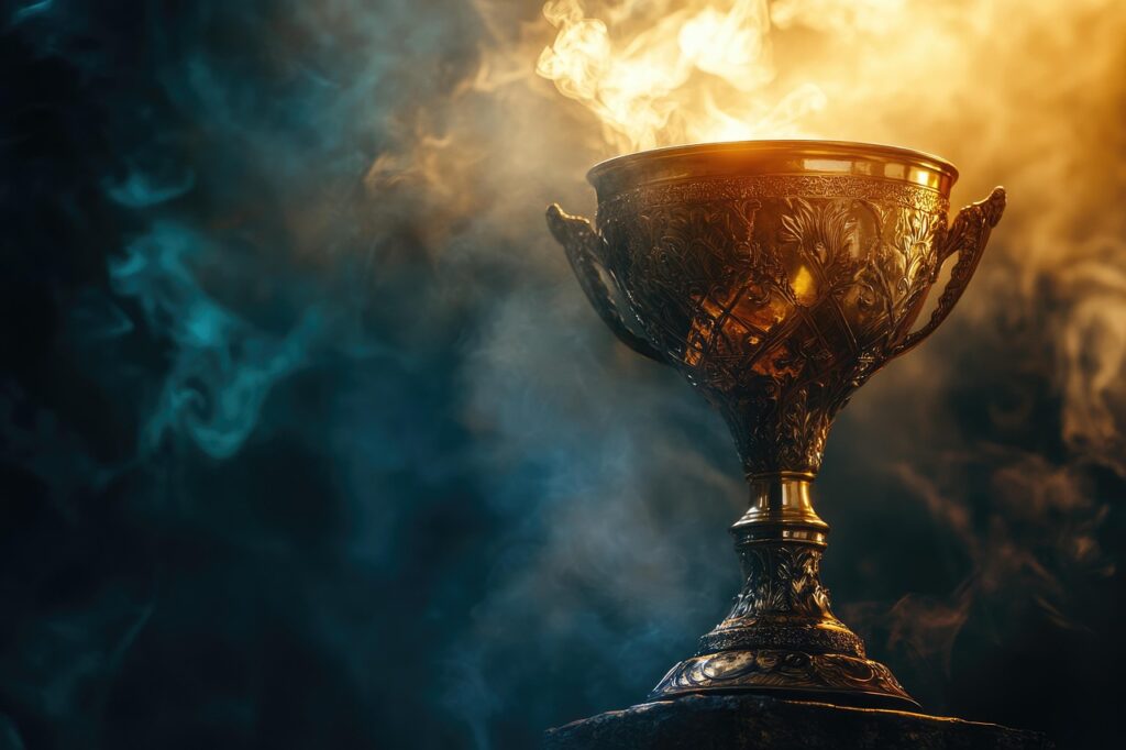 ai generated, trophy, golden, shining, award, victory, achievement, prize, competition, background, success, award background, copy space, achievement award