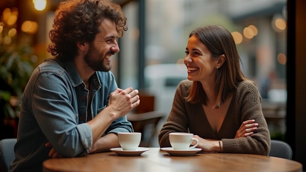 ai generated, friends, happy, friendship, laugh, chat, coffee shop, kindness, world, kind, together, people, help, compassion, neighbor, power, hope, encouraging individuals, acts of kindness, generosity, world kindness day, young