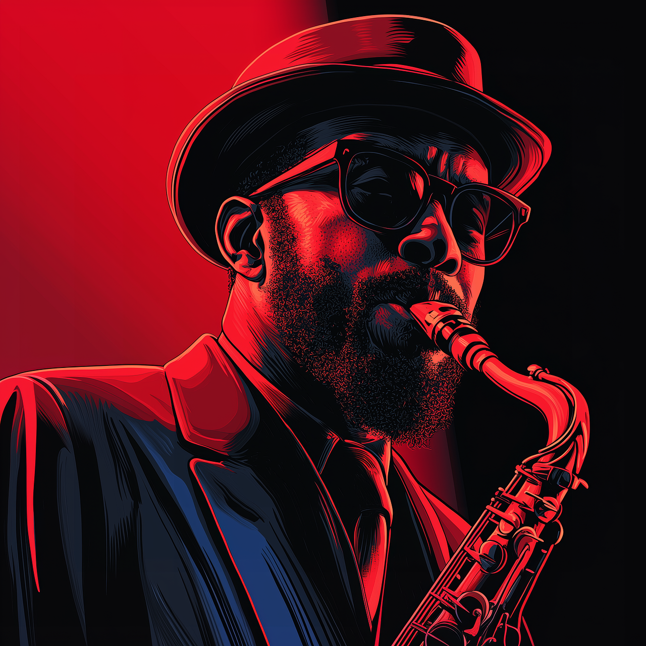 ai generated, jazz, music, instrument, musician, blues, rhythm, sound, sax, saxophone, saxophonist