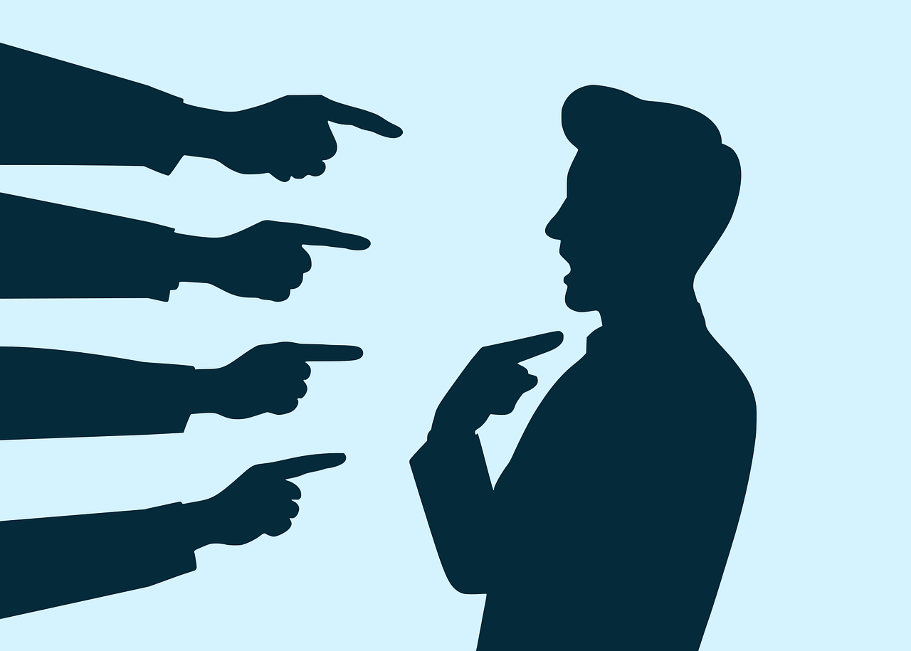 judgment, accusation, blame, silhouette, man, pointing, pressure, finger, public, scrutiny, confrontation, negative, conflict, people, argument, shame