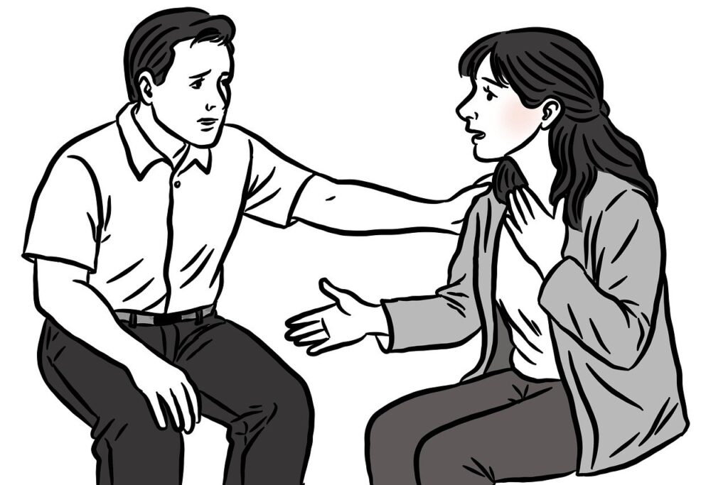 listen to, tell, comfort, relation, couple, marriage, husband, wife, appease