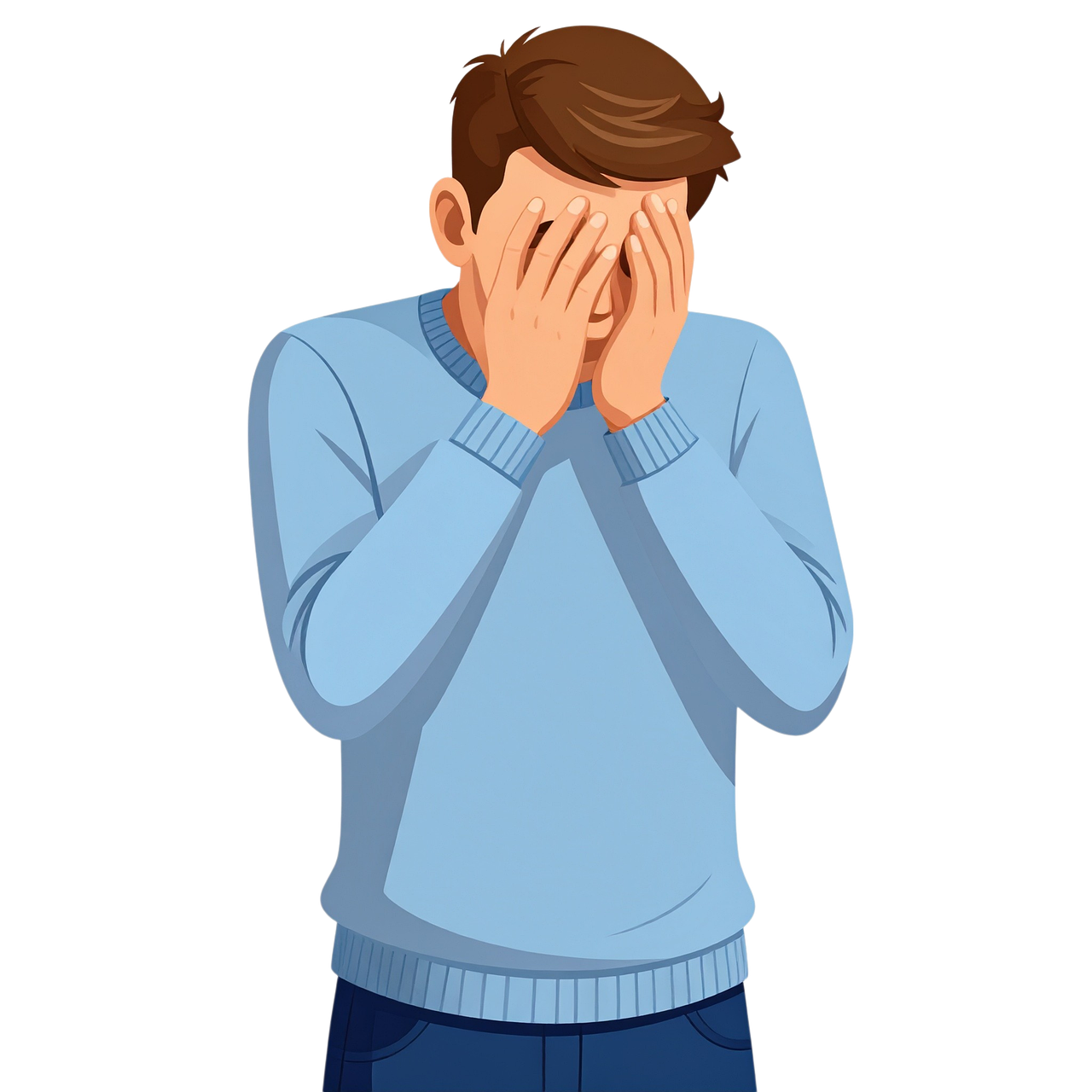 embarrassed cartoon, person hiding face, shy character, cartoon shame, awkward moment, facepalm pose, hiding face hands, emotional reaction, uncomfortable expression, comic blush, cartoon character emotion, awkward vector, social anxiety cartoon, funny facepalm, bashful figure, cartoon awkwardness, feeling shy, hand-covered face, red-faced cartoon, body language emotion