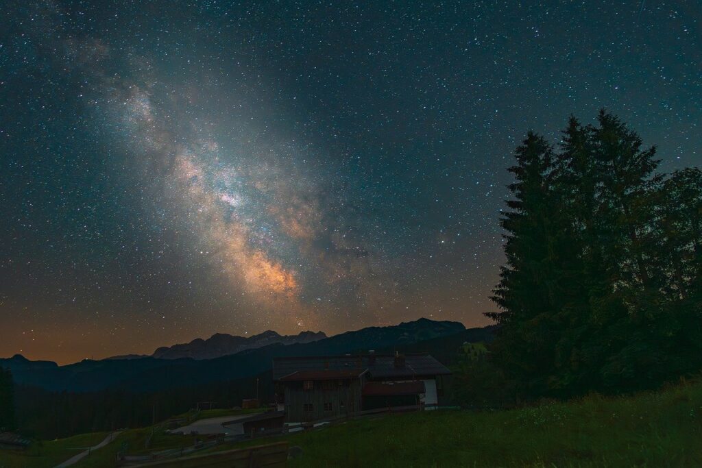 milky way, universe, stars, night sky, galaxy, heaven, cosmos, starry sky, star park, winklmoosalm, chiemgau alps, upper bavaria