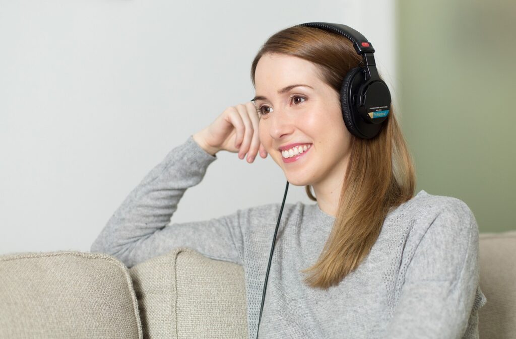 woman, headphones, music, girl, smile, happy, leisure, relaxation, sound, listening to music, portrait, headphones, headphones, music, music, music, music, music, smile