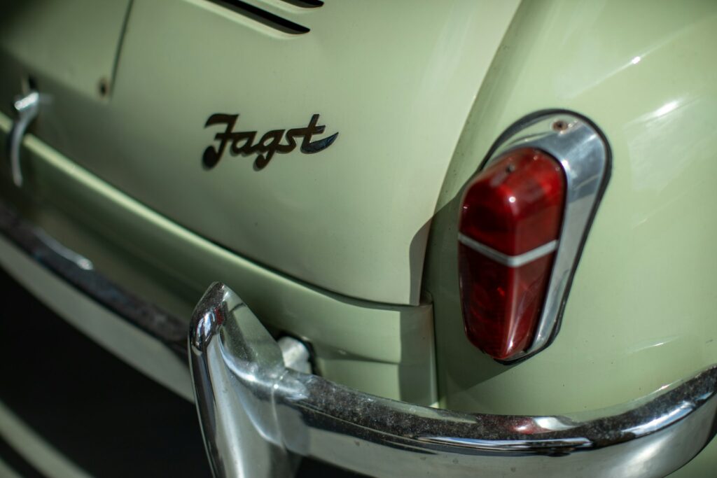 a close up of a car's headlight