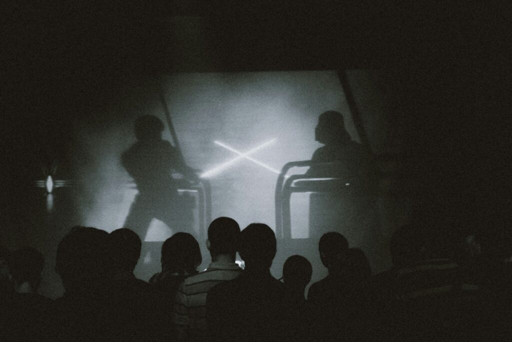 silhouette of people on a concert