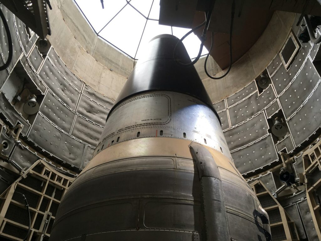 A large metal object inside of a building