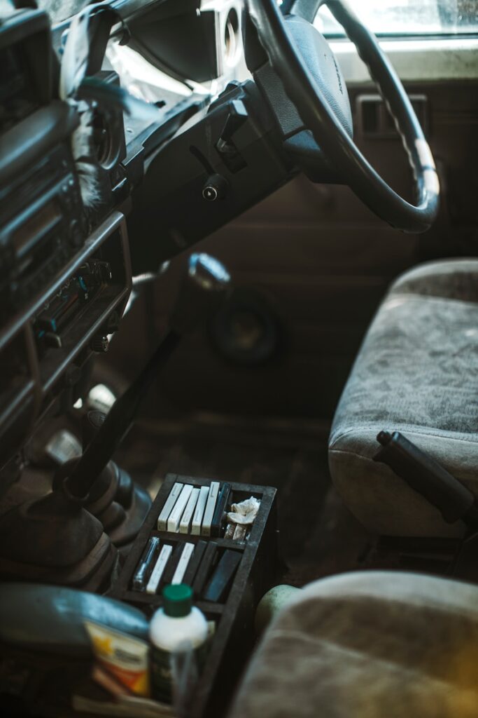 black and silver car steering wheel