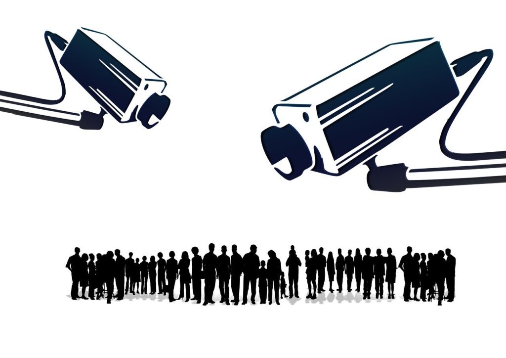 people, mankind, silhouettes, camera, monitoring, control, video surveillance, electronics, supervision, observation, custody, cap, management, care, guardianship, watch, censorship, country