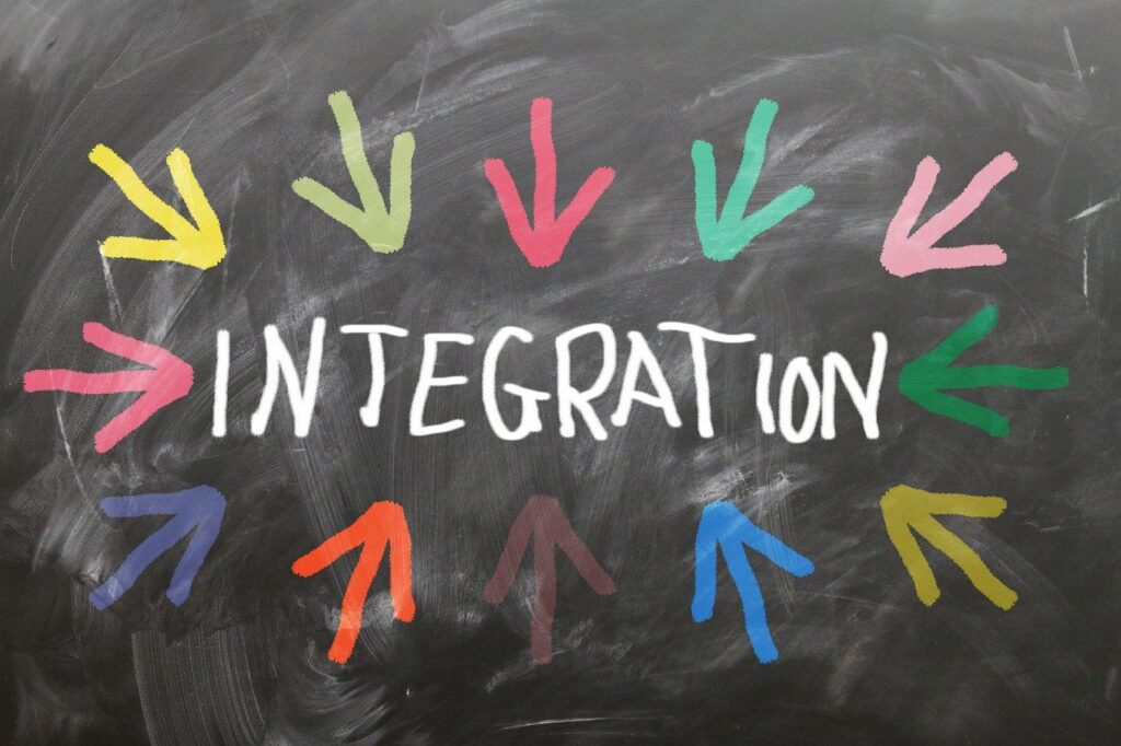 integration, imigration, match, put together, arrows, multicoloured, migration, board, writing, chalk, integration, integration, integration, integration, integration