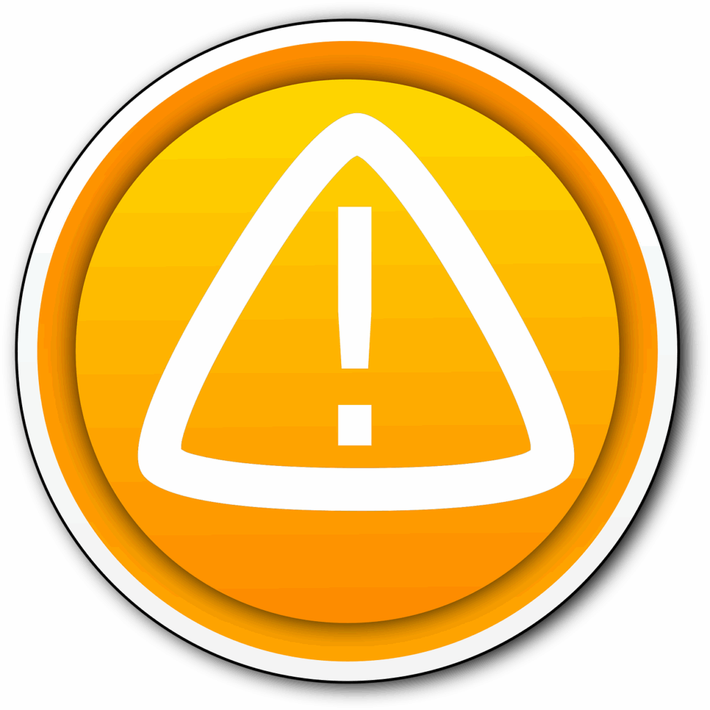 attention, warning, button, careful, caution, yellow, round, exclamation mark