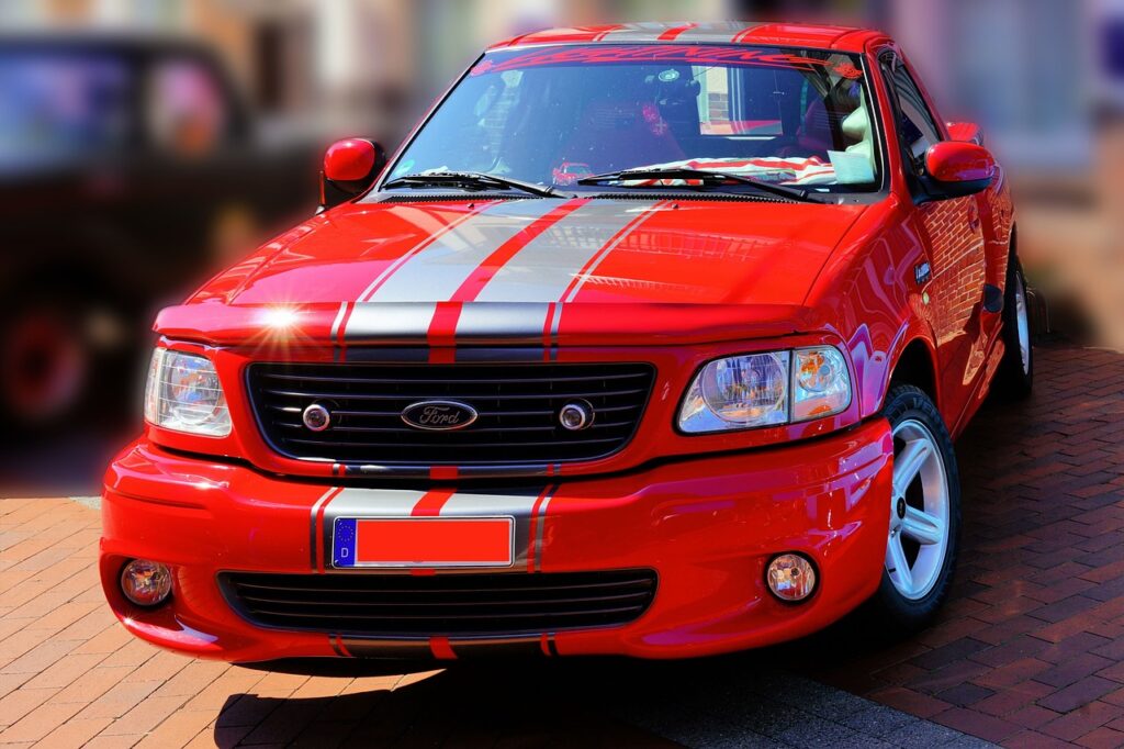 automobile, ford, pickup, us car, ford pickup, vehicle, classic, american, power, all-wheel, american car, red, muscle, ride