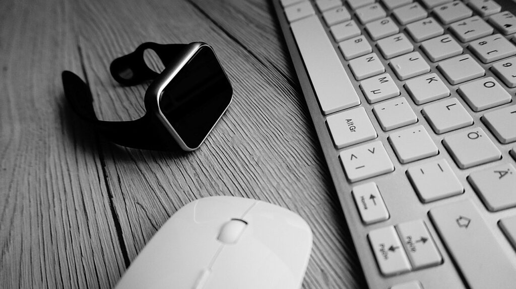 smartwatch, keyboard, mouse, desk, workplace, smartwatch, smartwatch, smartwatch, smartwatch, smartwatch