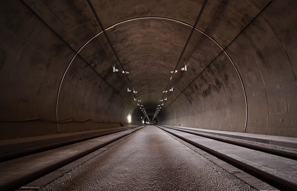 tunnel, concrete, road, highway, crossing, bridge, lights, perspective, tunnel, tunnel, tunnel, tunnel, road, road, road, road, road, bridge