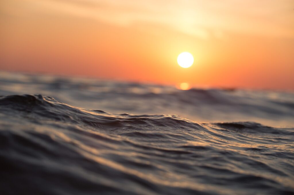 ocean, sea, waves, dawn, dusk, seascape, sun, nature, sunrise, sunset, water