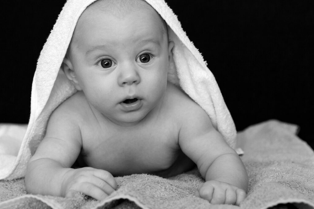 baby, portrait, newborn, infant, cute, baby portrait, baby model, model, newborn baby, infant model, adorable, baby boy, child, clean, curious, face, kid, look, towels, black and white, monochrome, baby, baby, baby, baby, baby