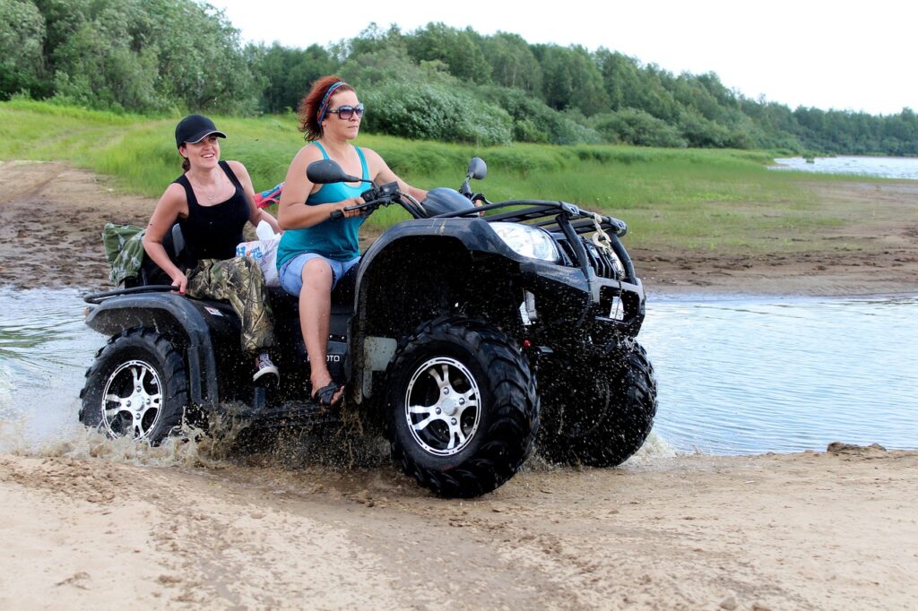 atv, technique, young woman, river, atv, atv, atv, atv, atv