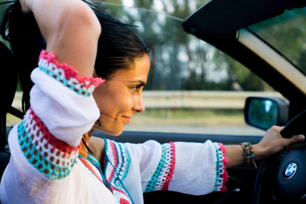 bmw, a woman, ride, hair, car, car wallpapers, convertible
