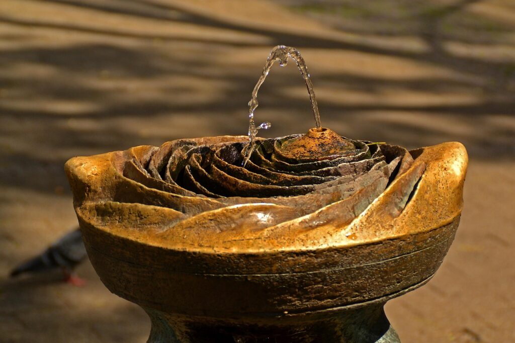 fountain, water jet, gargoyles, pool of water, water, water fountain, water feature, flow, crystal clear, nature, run down, wet, residence fountain, artwork
