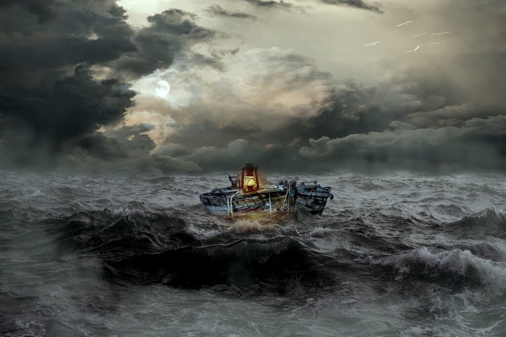 danger, boat, storm, nature, sea, disaster