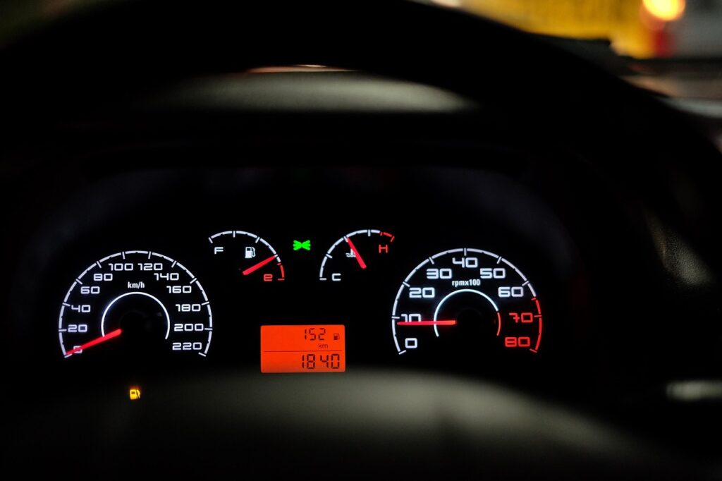 car dashboard, speedometer, speed, dashboard, gauges, kmh, mph, car wallpapers, black car, interior, car interior, car, vehicle, drive, automobile, automotive
