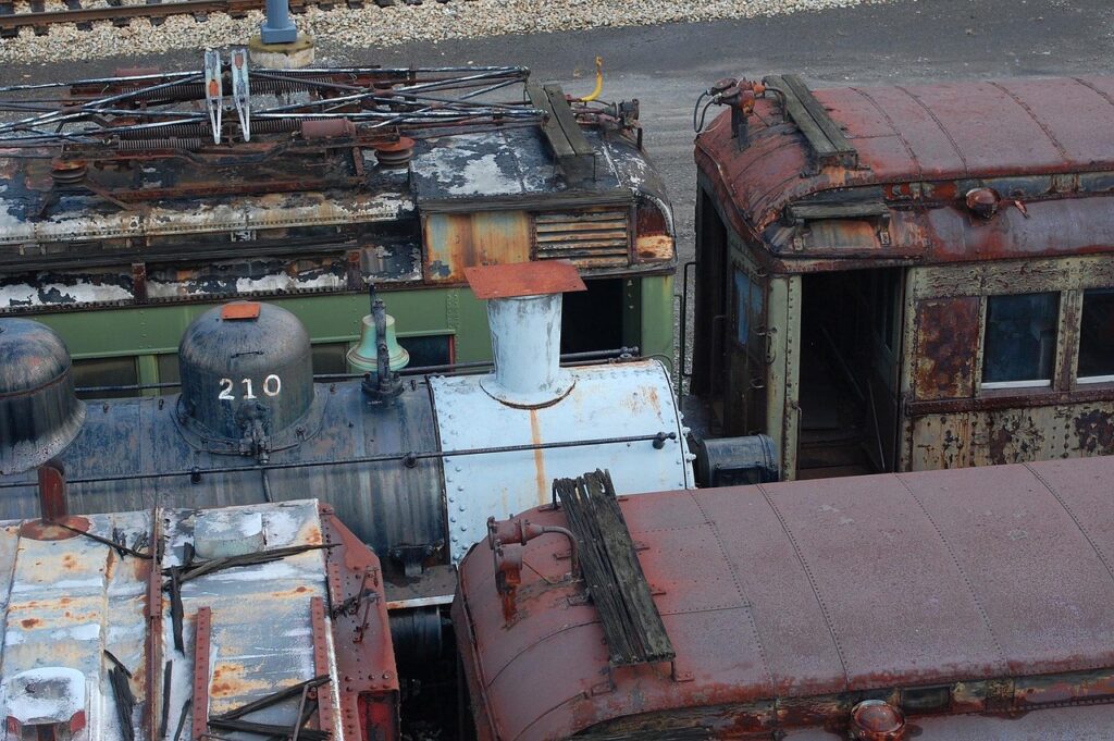 train yard, transportation, train museum, transport, freight, industrial, railroad, rail, railway, locomotive, obsolete, junkyard, train scrap, antique trains, rust, texture, scranton, pennsylvania, station, industry, neglect, refurbishment, gray train, gray industry, train yard, junkyard, junkyard, junkyard, junkyard, junkyard, scranton