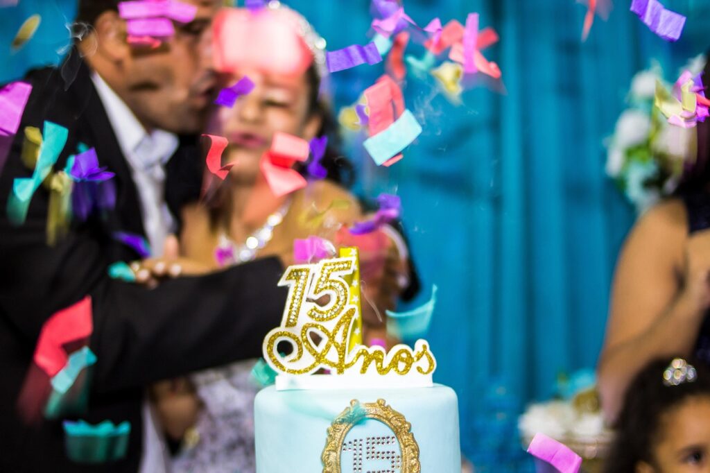 fifteen years, party, happy birthday, colorful, children's party, decoration, girls, princess, theme, cake