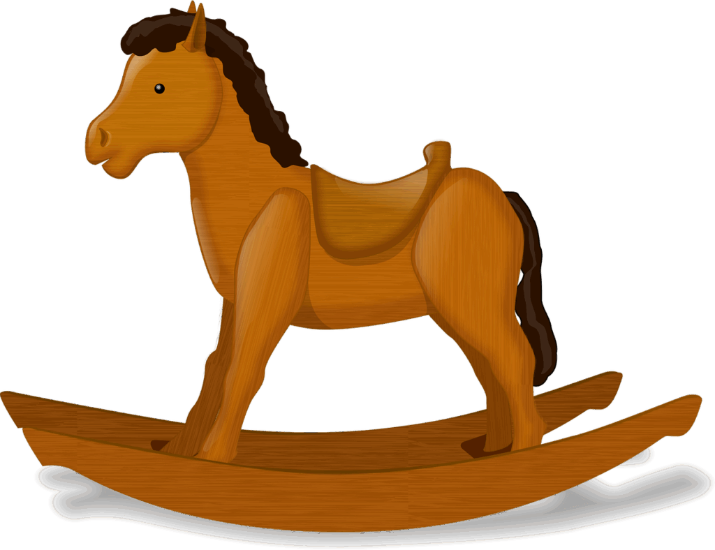 rocking horse, child's toy, horse, decorative, furniture, wooden horse, wooden, icon, animal, mammal, nature, brown, toy, cut out