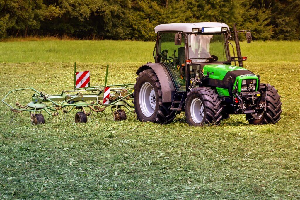 tractor, mower, pasture, meadow, agriculture, mow, harvest, grass, arable, nature, technology, machine, agricultural machine, field, work, landscape