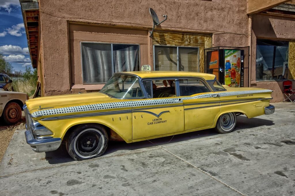 edsel ranger, taxi cab, classic car, car, yellow, taxi, cab, automobile, vintage car, old-timer, retro, old, lemon cab company, ford, yellow cab, arizona, travel, transportation, hdr, classic, oldster, antique, nostalgia, car wallpapers, memories, auto