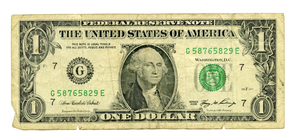 1 us dollar bill