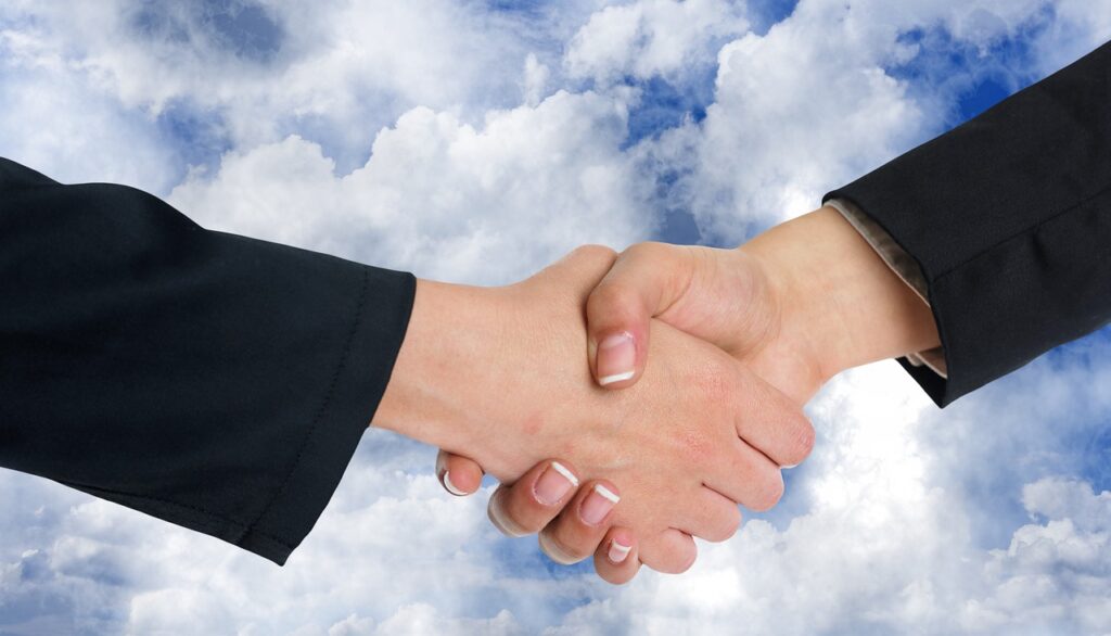 handshake, shaking hands, nature, clouds, collaboration, negotiation, business, teamwork, contract, hands, together, team, man, woman