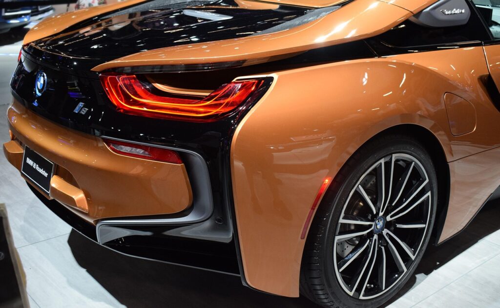 vehicle, car, velocity, sports, car wallpapers, automatic, orange, wheel, design, bmw, i8, technology, fast, bright, vehicle electric, vehicle hybrid, hybrid, super sports, rear, vehicle rear, car rear, side