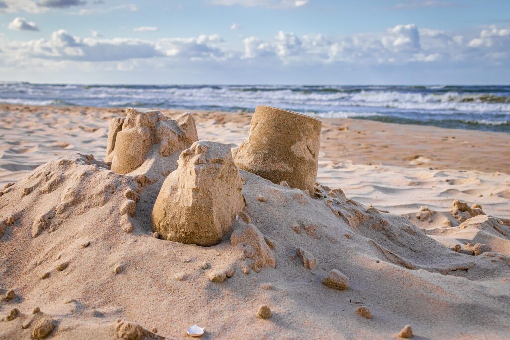 sand castle, sand, sea, clouds, sculpture, beach, vacations, summer, to play, to build, fun, nature, art, artwork, sandy beach, abandoned, disintegration, empty, evening, transience, sand castle, sand castle, sand castle, sand castle, sand castle, sand, sand, beach, beach