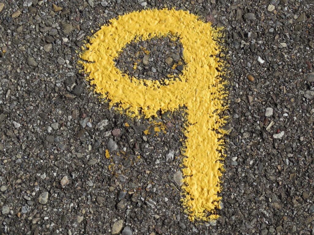 number, advertisement, yellow, colour, asphalt, road, digit, numbering, nine, nine, nine, nine, nine, nine