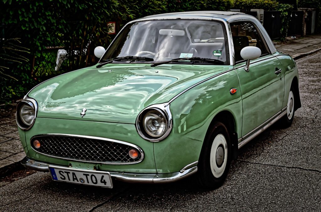 nissan, figaro, automobile, antique car, youngtimer, car, small car, car wallpapers, japan, japanese, convertible, right hand drive