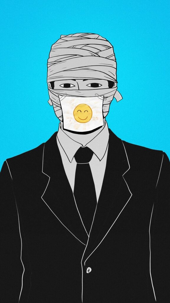 emoji, bandage, mummy, numbness, man, silence, hypocrisy, modern, satire, gray emoji, bandage, numbness, hypocrisy, hypocrisy, hypocrisy, hypocrisy, hypocrisy, satire