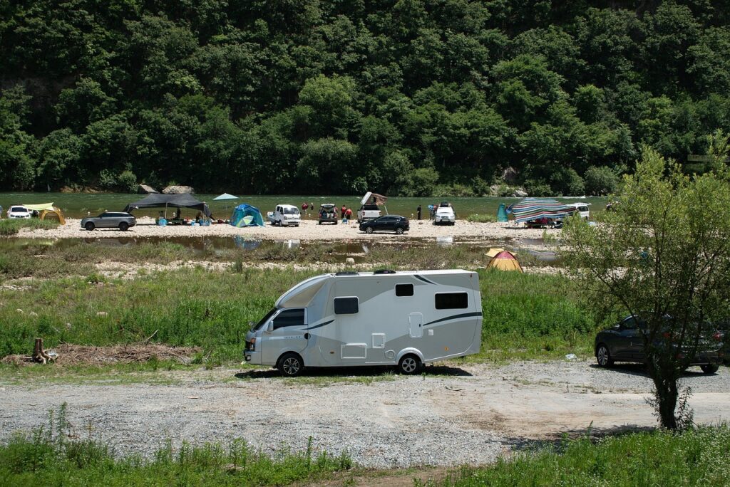 camping car, camp, river, vehicle, travel, caravan, green car, green travel, green river, green camping, camping car, camping car, camping car, camping car, camping car, caravan