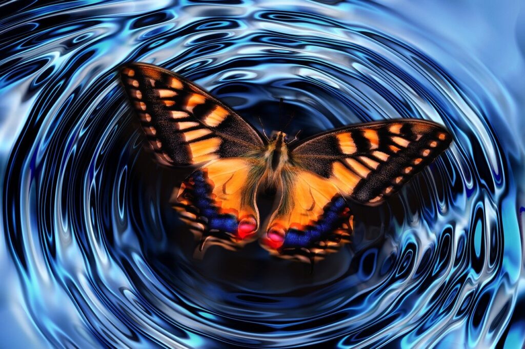 butterfly, waves, flapping its wings, chaos, chaos theory, effect, butterfly effect, climate change, influence, dynamics, interaction, time, time line, wave, wave motion, chaos, chaos, chaos, chaos theory, influence, influence, influence, influence, influence