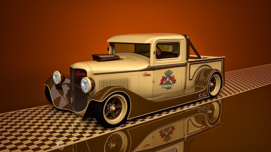 hotrod, ford, automobile, pickup, classic, antique car, retro, vehicle, american, usa, nostalgia, historical, vintage, v8, pickup truck