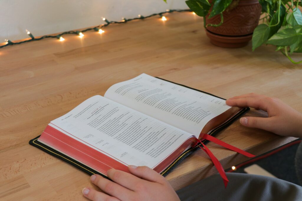 opened book on tabletop