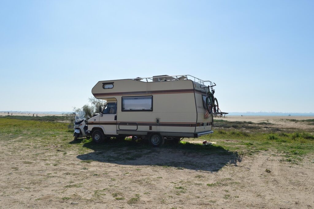 machine, motorhome, trailer, journey, car wallpapers, beach, camping, caravan, transport, vacation, rest, retro, old, tourism, travel, car, nature