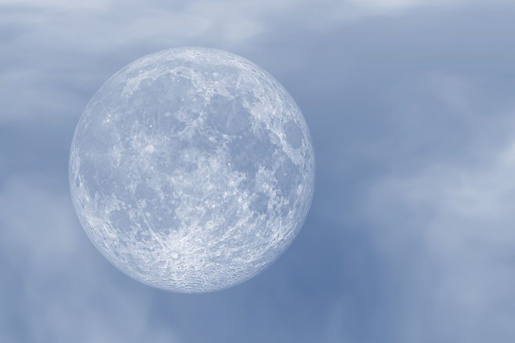 moon, darling, nature, full moon, clouds, the moon, blue sky, atmosphere